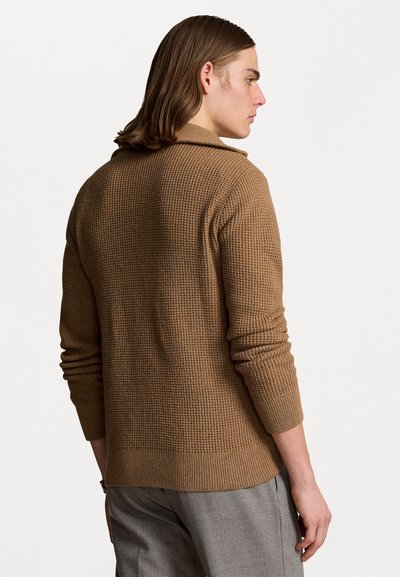 Polo Ralph Lauren WAFFLE WOOL COTTON QUARTER ZIP JUMPER - Jumper - brown sugar melange