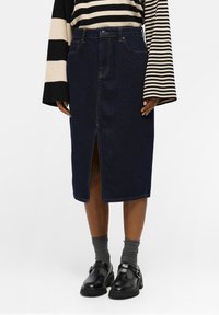 Object OBJHARLOW MIDI - Gonna di jeans - dark blue denim detai rinse wash