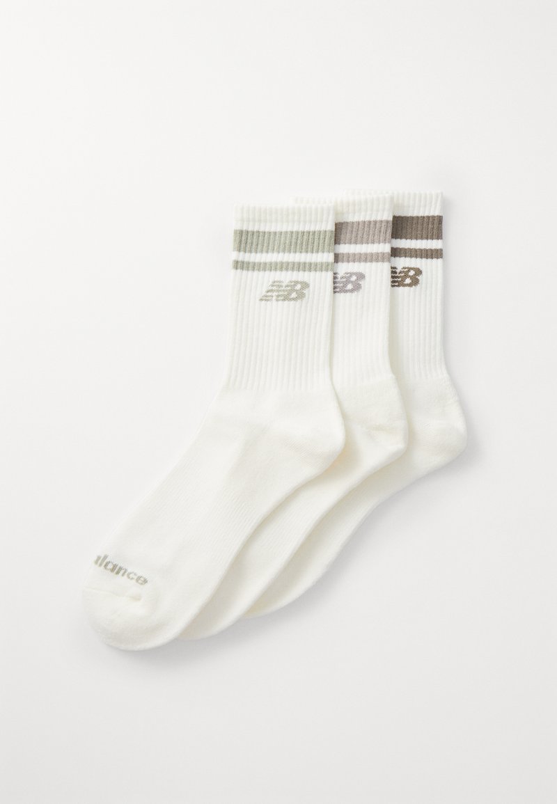 New Balance EVERYDAY STRIPE MIDCALF UNISEX 3 PACK - Nogavice - sand/white