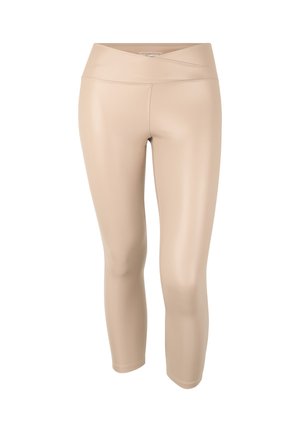 GLOSSY-EFFECT 7/8 LENGTH REGULAR WAIST CRISS-CROSS - Leggings - mottled beige
