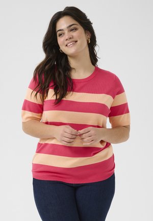 LIZZY STRIPED - Print T-shirt - rasberry peach wide stripe