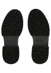 Suole in gomma nera con un motivo testurizzato che presenta forme a cuore e il logo Roxy in rilievo sul tallone.