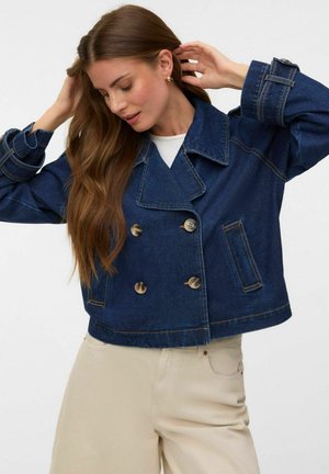 Vero Moda VMLELOU LS SHORT TRENCHCOAT MIX NOOS - Denimová bunda - dark blue denim