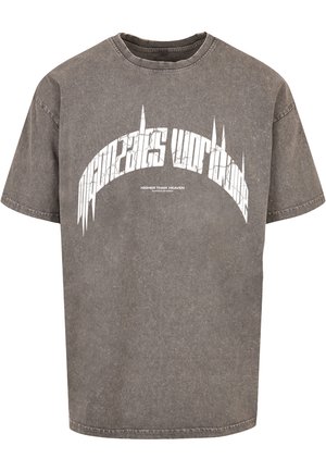HIGHER THAN HEAVEN WITH ACID WASHED HEAVY - T-shirts med print - asphalt