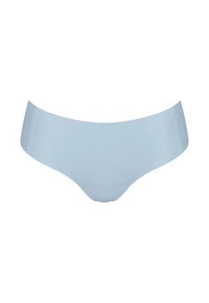 Light blue seamless women's underwear briefs with wide waistband, shown front-facing on white background.