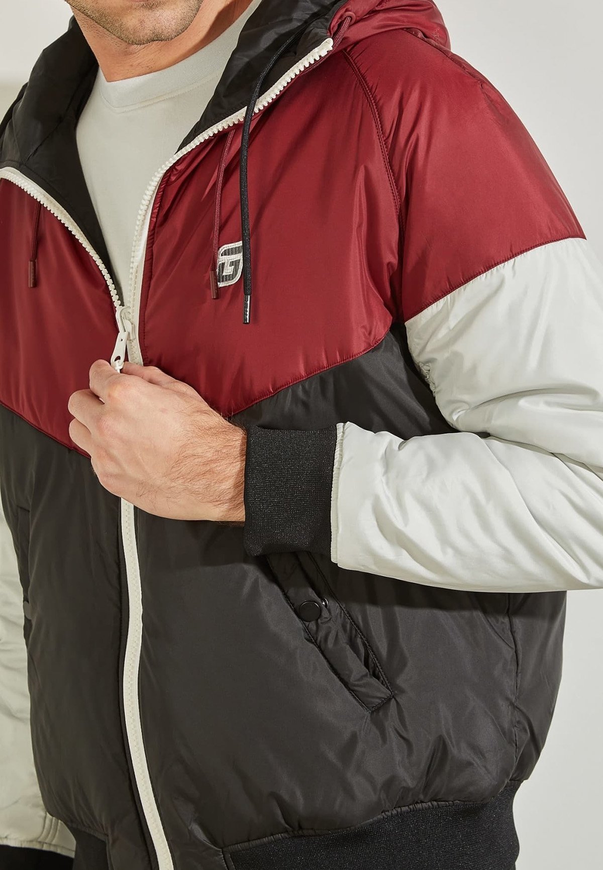 guess red winter jacket