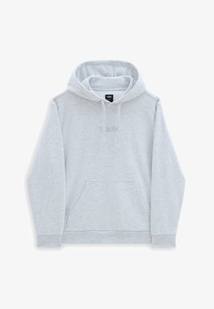 Sudadera con capucha de color gris claro, fabricada en suave algodón. Presenta un bolsillo tipo canguro, puños acanalados y capucha con cordón. Logo de la marca bordado de forma sutil.
