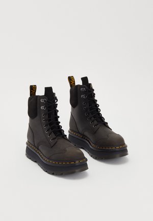 Enkellaarsjes met plateauzool - black