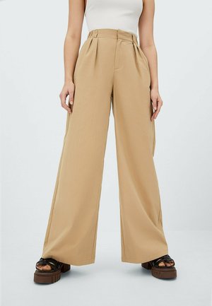 WIDE LEG BUNDFALTEN - Trousers - beige