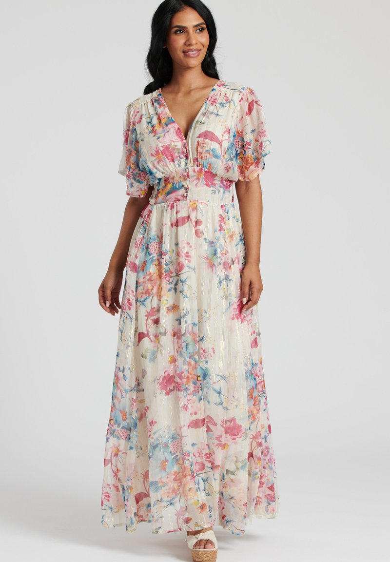 South Beach - METALLIC BUTTON MAXI - Day dress - white, Enlarge