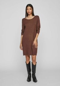 VILA VIRIL DRESS - Strikkjoler - shaved chocolate