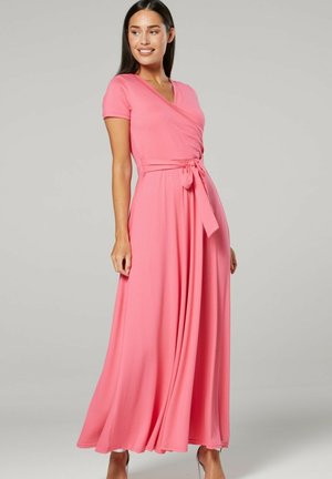 WRAP SHORT SLEEVE - Maxi dress - coral