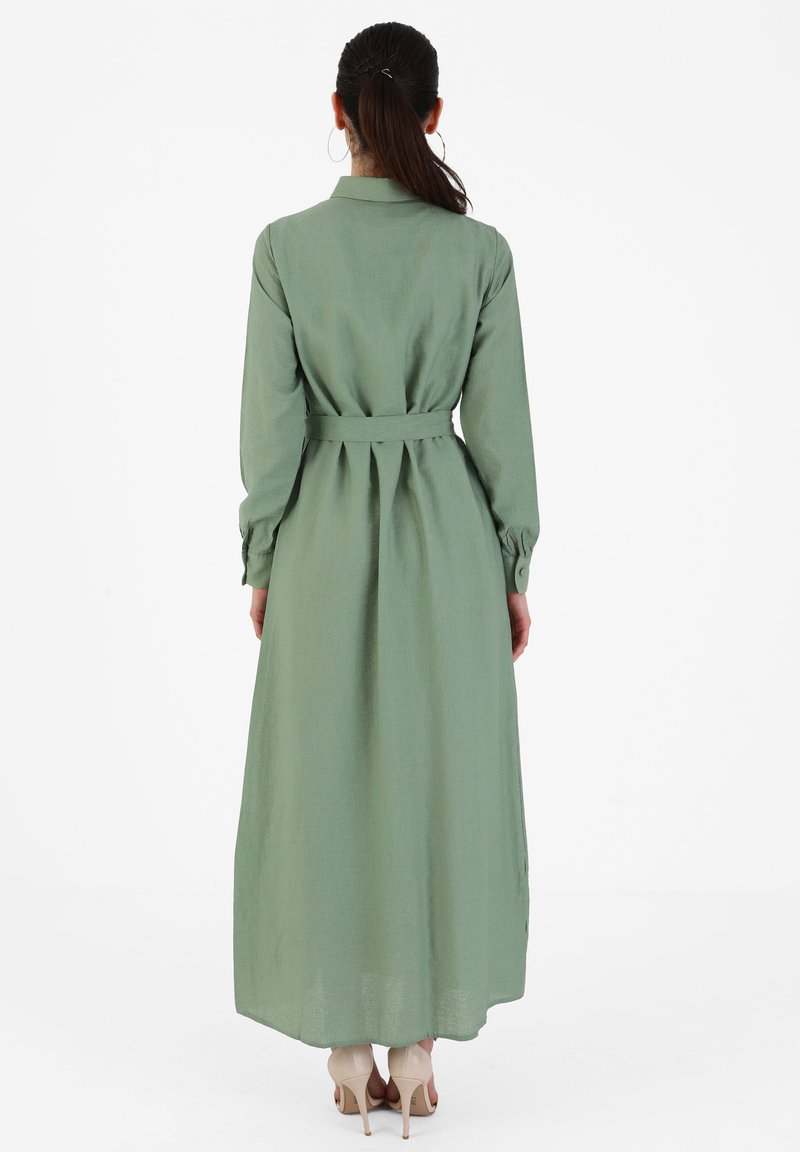 modanisa shirt dress Buy Modanisa Printed Shirt Collar Tie Belt Modest Dress Online