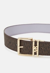 MICHAEL Michael Kors LOGO REVERSIBLE BELT - Cinto - brown/lavender mist/gold-coloured