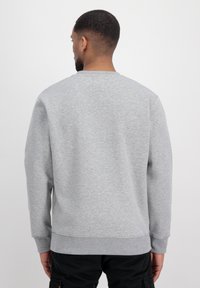 Szara bluza z miękkiego materiału polarowego, z okrągłym dekoltem, ściągaczami przy rękawach i u dołu, o gładkiej fakturze i minimalistycznym designie.