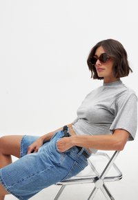 NA-KD MID WAIST WIDE  - Shorts vaqueros - light blue