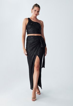 OCEAN MIDI SKIRT - Wrap skirt - black