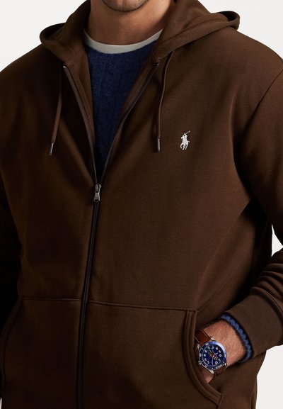 Polo Ralph Lauren Big & Tall DOUBLE-KNIT FULL-ZIP HOODIE - Majica s kapuljačom i patentnim zatvaračem - branch brown