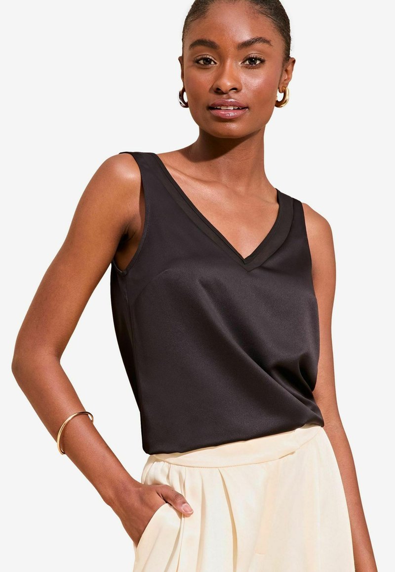Lipsy REGULAR FIT - PANEL V-NECK - Top - black