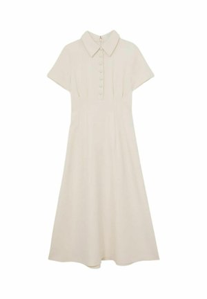 Reiss, REGULAR FIT - MARI BUTTON-NECK SHORT-SLEEVE MIDI DRESS . - Särkkleit - cream