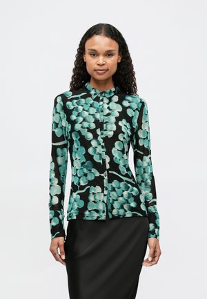 KEVIS BLOUSE - Blúzka so zapínaním na gombíky - black/mint green
