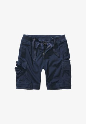 Tamsiai mėlyni krovinių šortai su raišteliu liemeniui, su užtrauktuku ir keliais šoninėmis kišenėmis. Pagaminti iš lengvos, švelnios medžiagos.