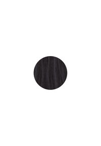 Matériau en cheveux synthétiques noirs en forme arrondie, présentant des mèches droites avec une texture lisse et une couleur uniforme.