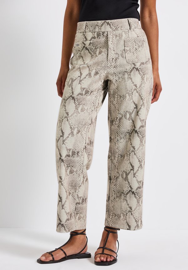 GEMUSTERTE STRAIGHT LEG - Stoffhose - beige