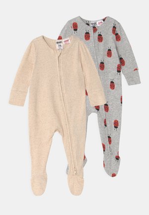 LONG SLEEVE ZIP ROMPER 2 PACK UNISEX - Kruippakje - cloud marle/caramel marle