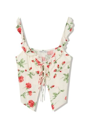 Bershka STRAPPY TEXTURED - Bluse - brown off-white