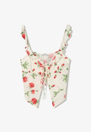 STRAPPY TEXTURED - Blouse - brown off-white