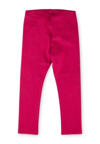 Fuchsia Baumwollleggings mit einem elastischen Bund, die eine glatte Textur und ein einfaches, figurbetontes Design aufweisen. Keine Muster oder Akzente zu beobachten.