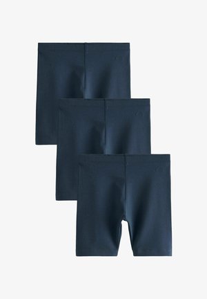 Set aus drei marineblauen Shorts aus weichem Stoff. Verfügt über einen glatten, elastischen Bund und keine sichtbaren Muster oder Logos.
