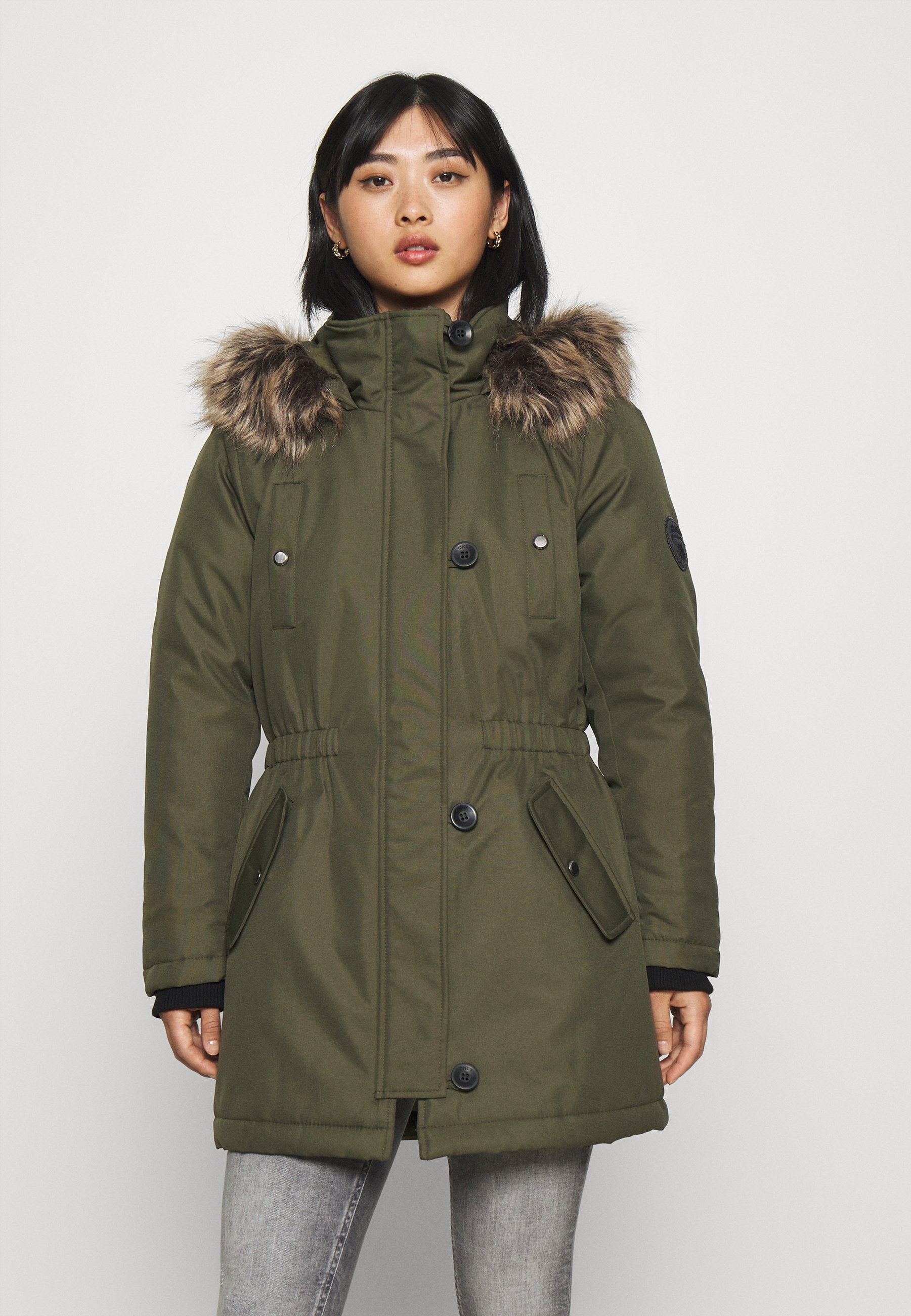 petite khaki parka