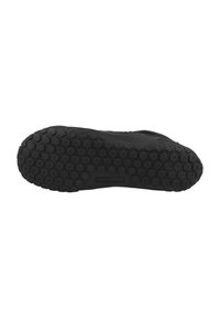 Suola di scarpe in gomma nera con un motivo esagonale, caratterizzata da scanalature per una migliore aderenza, progettata per durabilità e grip su varie superfici.