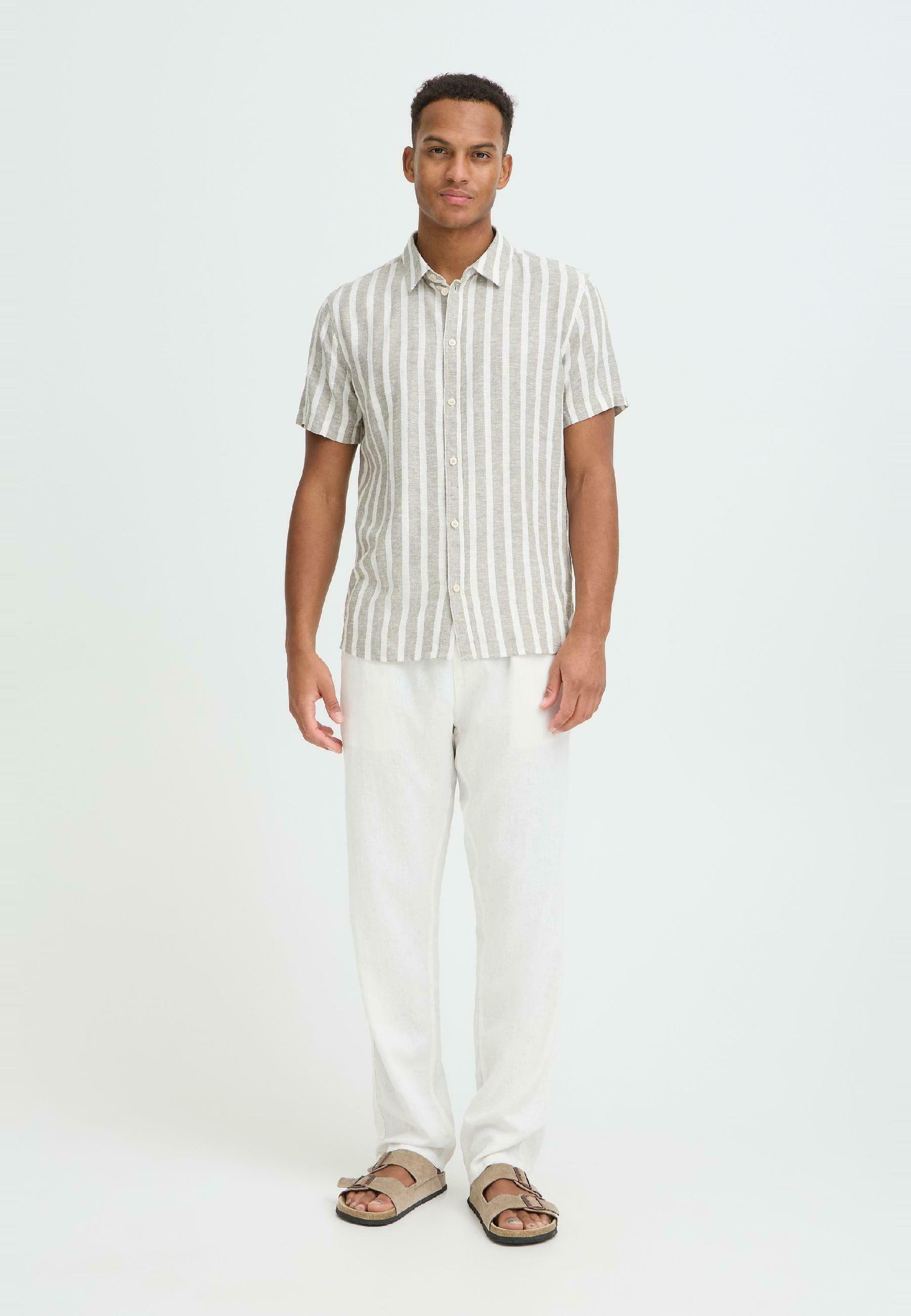 Blend BHLIKAS LINEN MIX - Trousers - snow white/white - Zalando.co.uk