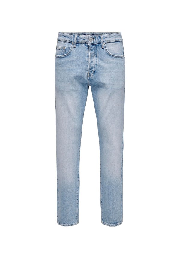 REGULAR MIT RISSEN 5-POCKET WASHED - Jeans Straight Leg - hellblau