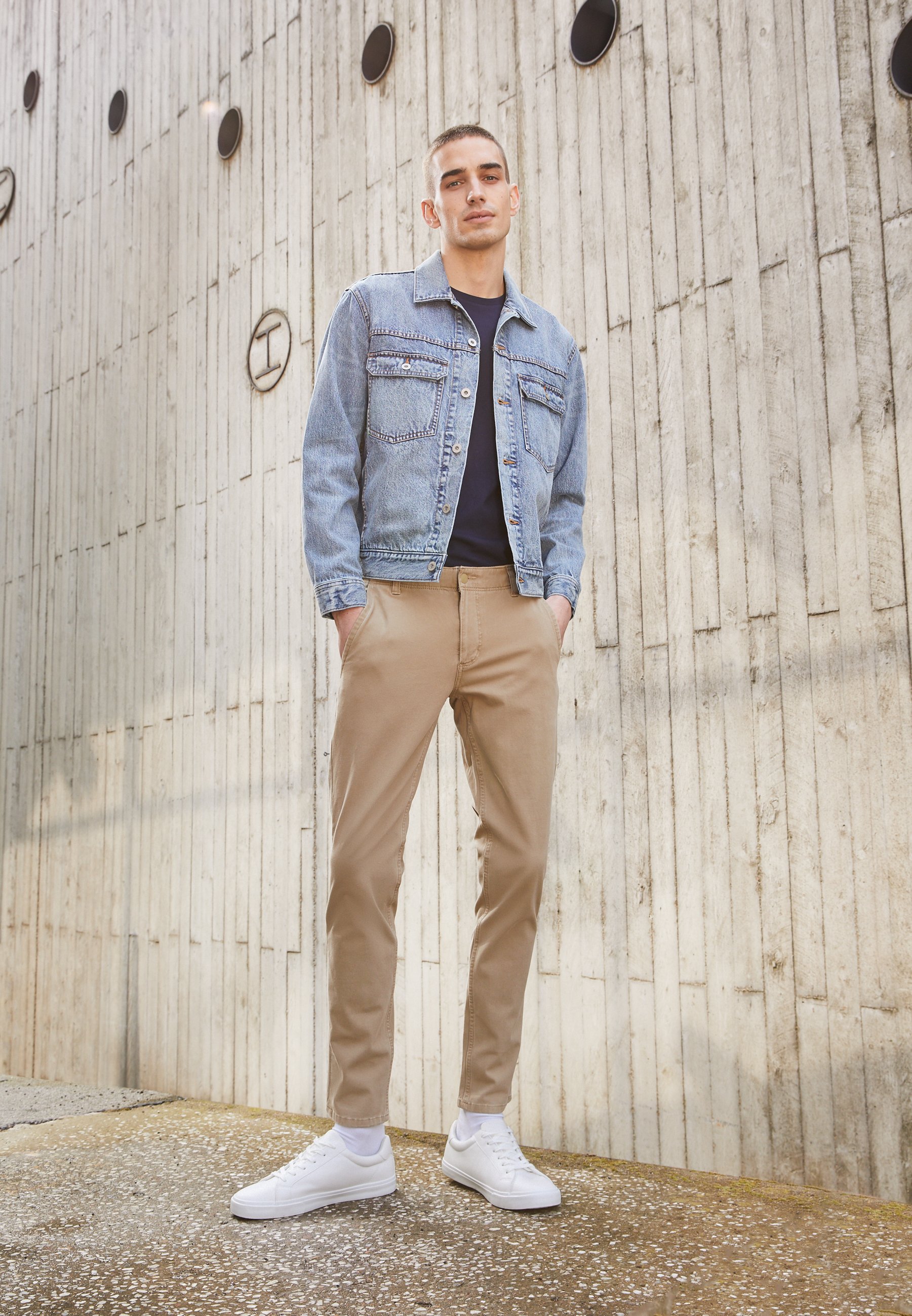 chinos and denim jacket