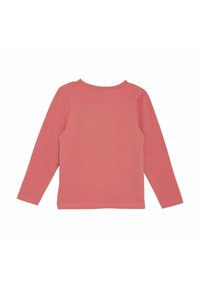 Langärmeliges Oberteil aus weichem Korallcotton, mit rundem Ausschnitt, geradem Schnitt und einfachem, nahtlosem Design auf der Rückseite.