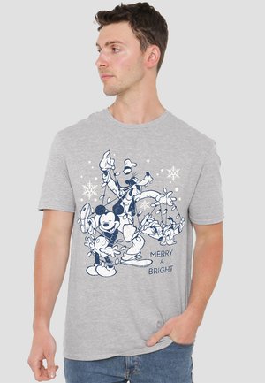 MICKEY MOUSE VINTAGE MERRY, BRIGHT AND TIED UP IN LIGHTS - Print T-shirt - mottled light grey