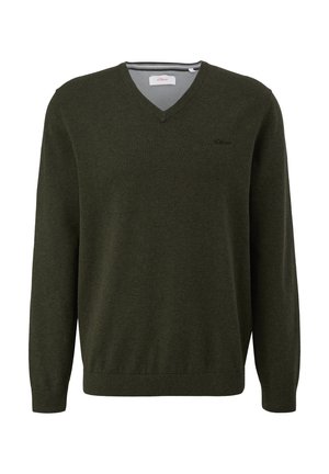 s.Oliver, MIT LOGOSTICKERE - Strickpullover - olivgrün