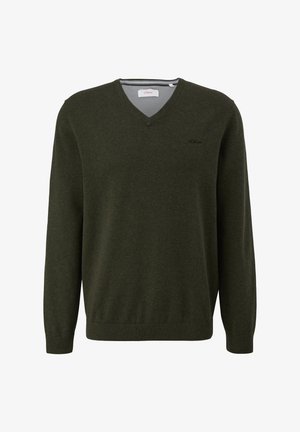 s.Oliver, MIT LOGOSTICKERE - Strickpullover - olivgrün