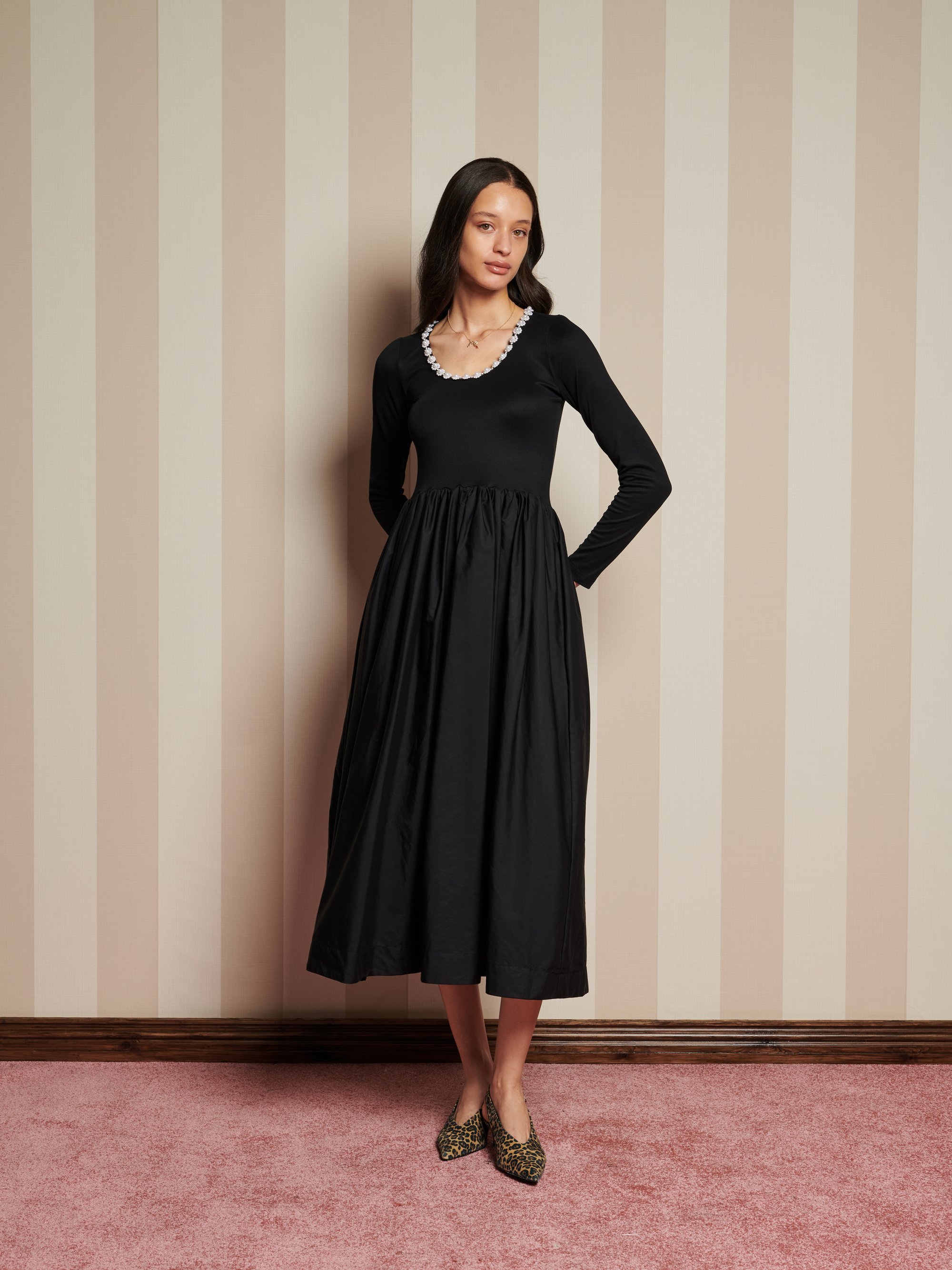 chinese dress ladies Sister Jane Puff Sleeve Boned Heart Print Midi Dress