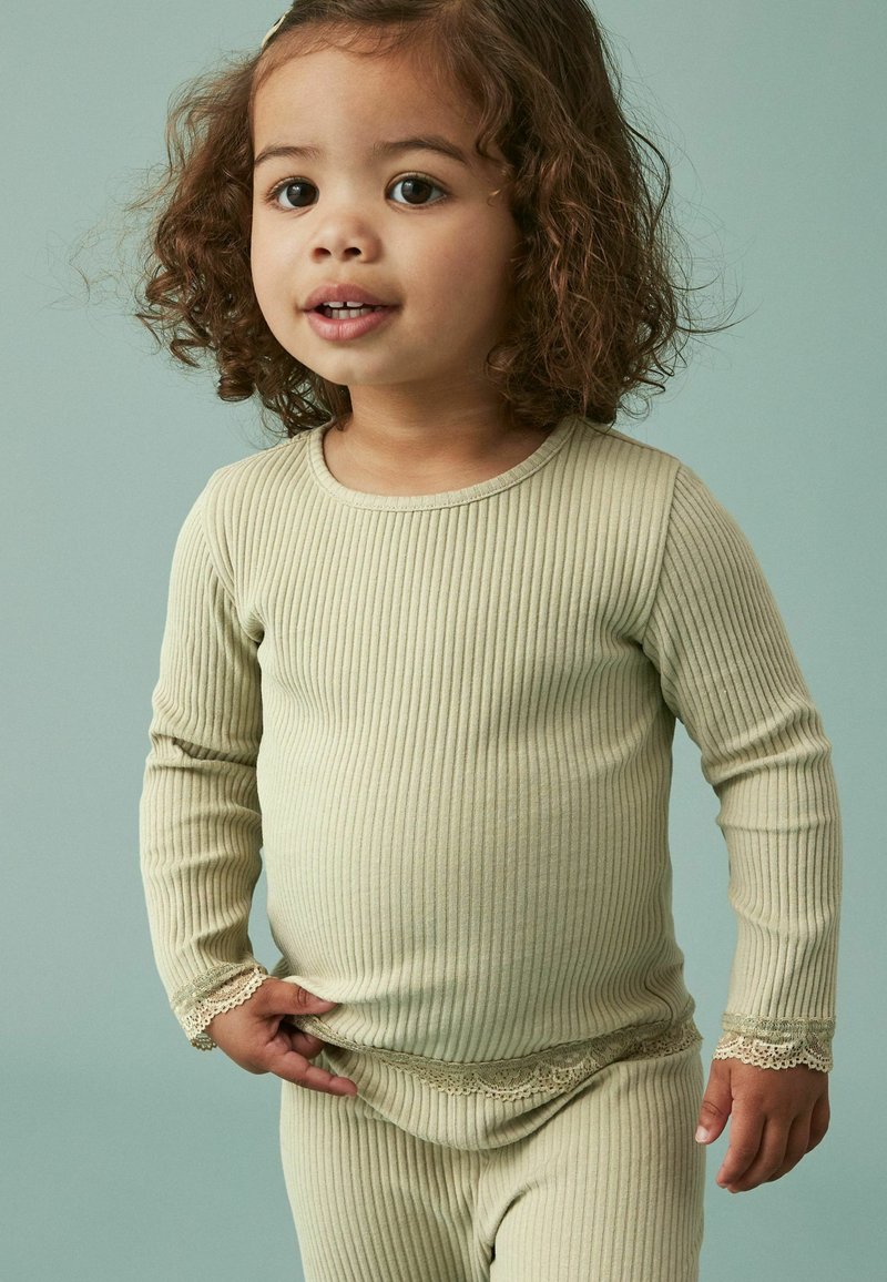 Next LONG SLEEVE LACE TRIM RIB T-SHIRT - Bluză cu mânecă lungă - green