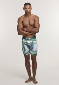 Herreboxershorts med trykk av dollarlapp i grønt og hvitt. Laget av elastisk stoff med en elastisk linning med merkevare.