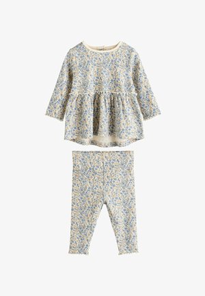 REGULAR FIT-2 PIECE FRILL SET - Leggings - Trousers - blue ditsy floral