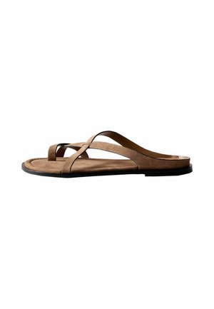 THE SET, REGULAR FIT - TOE LOOP STRAPPY SANDALS - T-bar sandals - tan brown