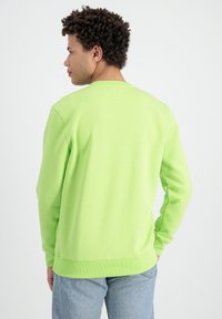 Sudadera de cuello redondo en verde claro, hecha de una mezcla de algodón, con puños y dobladillo acanalados, diseñada con un corte relajado.