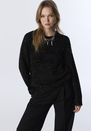 WITH SEQUIN & BEAD - Strickpullover - black