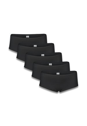 Set di boxer neri, realizzati in un tessuto morbido ed elasticizzato, con design a vita media e etichetta con logo sulla vita. Inclusi cinque paia.